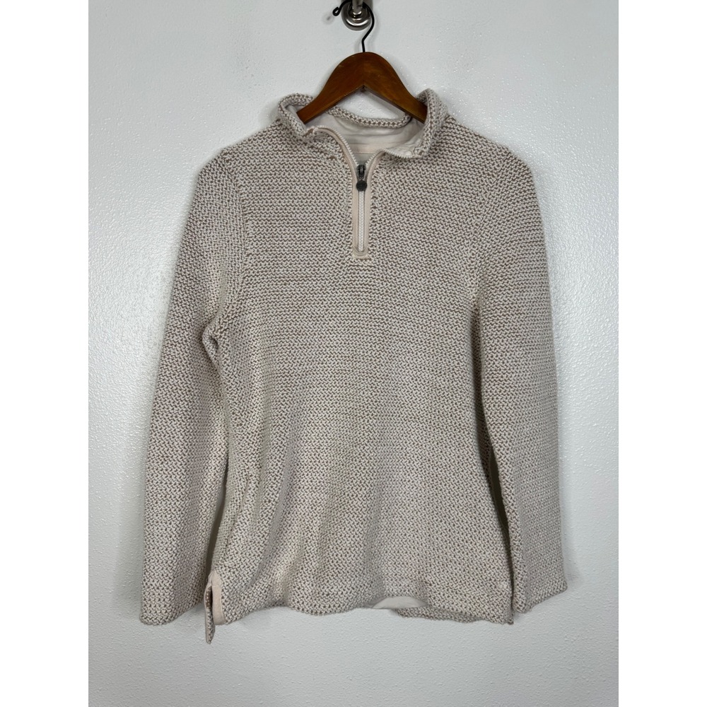 Weird Fish Macaroni Sweatshirt Womens 12 Cream Tan Textured Knit Funnel Neck Top